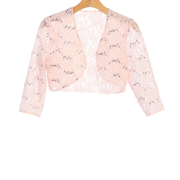 Navy Lace Bolero Jacket Shrug 3/4 Sleeves Lined - Picture 3 of 9